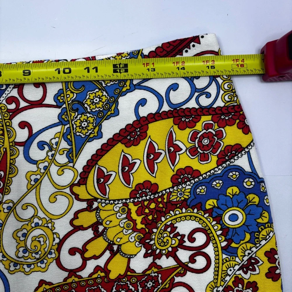 Talbots Womens Red Blue Yellow Paisley Print Pencil Skirt Size 6 Side Zip Lined‎